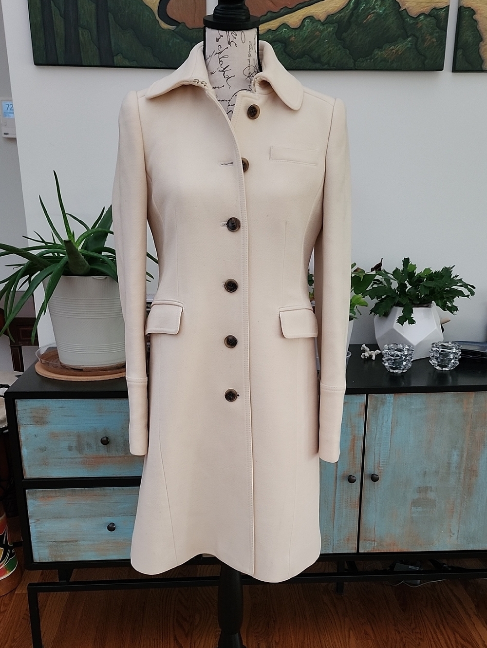 J. Crew Cream Italian Wool Blend Trench Coat